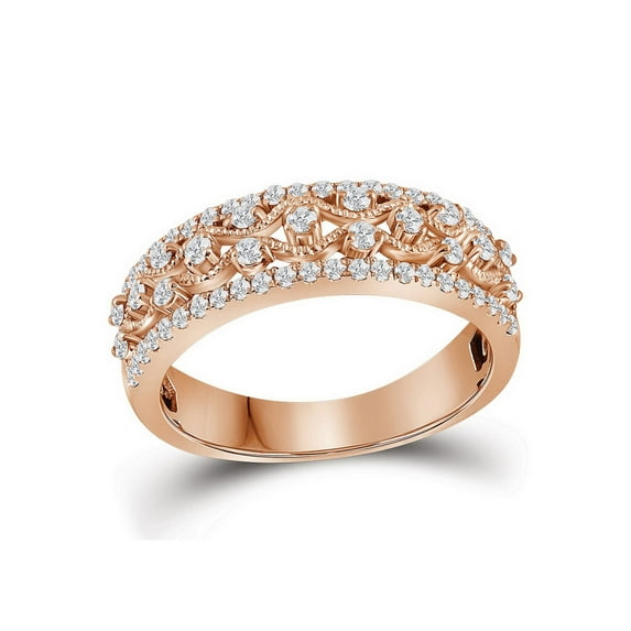 10kt Rose Gold Womens Round Diamond Roped Woven Band Ring 1/2 Cttw