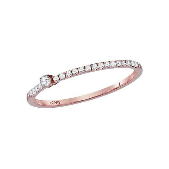 10kt Rose Gold Womens Round Diamond Solitaire Stackable Band Ring 1/6 Cttw