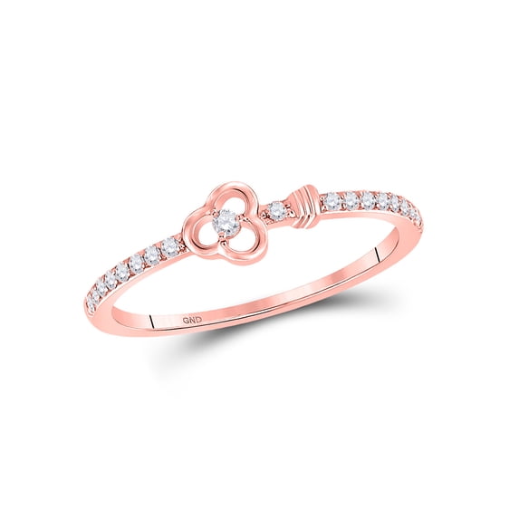 10kt Rose Gold Womens Round Diamond Spade Stackable Band Ring 1/6 Cttw