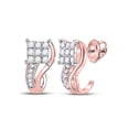 thumbnail image 1 of 10kt Rose Gold Womens Round Diamond Square Half J Hoop Earrings 3/8 Cttw, 1 of 1