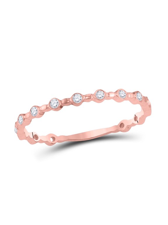 10kt Rose Gold Womens Round Diamond Stackable Band Ring 1/10 Cttw