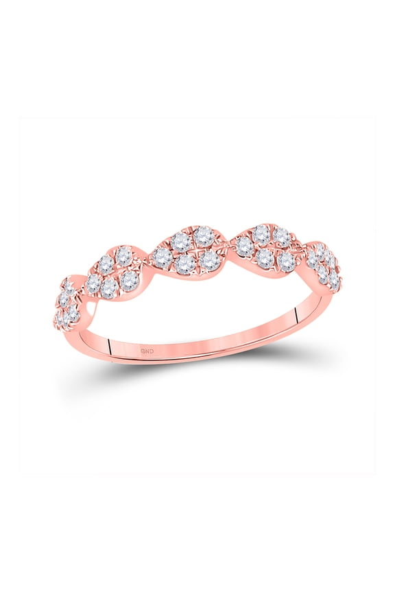 10kt Rose Gold Womens Round Diamond Teardrop Stackable Band Ring 1/3 Cttw