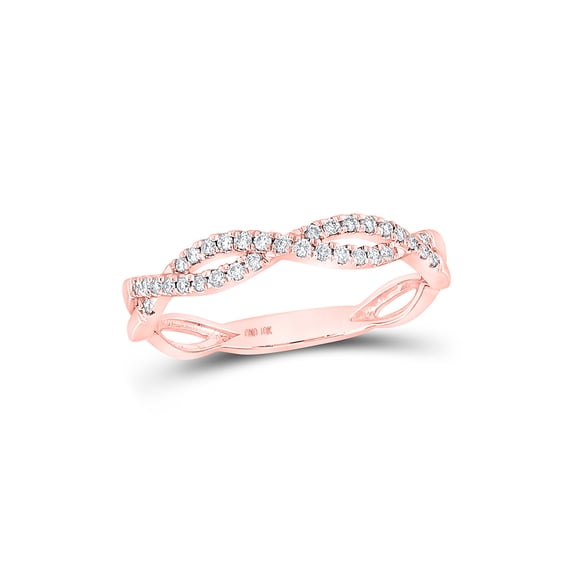 10kt Rose Gold Womens Round Diamond Twist Stackable Band Ring 1/6 Cttw
