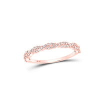10kt Rose Gold Womens Round Diamond Twist Stackable Band Ring 1/6 Cttw
