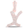 thumbnail image 1 of 10kt Rose Gold Womens Round Diamond X Cursive Initial Letter Pendant 1/4 Cttw, 1 of 1