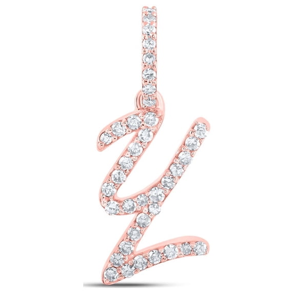 10kt Rose Gold Womens Round Diamond Y Initial Letter Pendant 1/8 Cttw