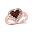 thumbnail image 1 of 10kt Rose Gold Womens Round Red Color Enhanced Diamond Halo Heart Cluster Ring 1/5 Cttw, 1 of 1