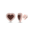 thumbnail image 1 of 10kt Rose Gold Womens Round Red Color Enhanced Diamond Heart Earrings 1/4 Cttw, 1 of 1