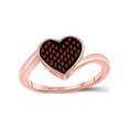 thumbnail image 1 of 10kt Rose Gold Womens Round Red Color Enhanced Diamond Heart Ring 1/10 Cttw, 1 of 1