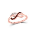 thumbnail image 1 of 10kt Rose Gold Womens Round Red Color Enhanced Diamond Infinity Ring 1/20 Cttw, 1 of 1