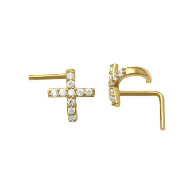 10kt Solid Yellow Gold Nose Ring With L Shape Post And Nostril Hug