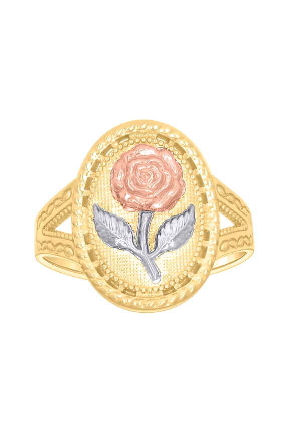 10kt Tri-Color Gold Womens Flower Fashion Bridal Anniversary Engagement Wedding Ring, Womens Size: 7