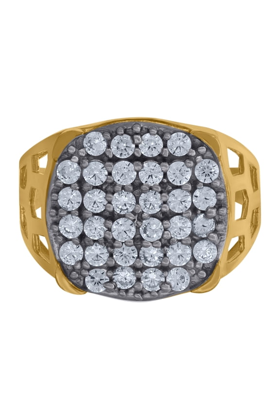 10kt Two-Tone Gold Mens Cubic Zirconia CZ Cluster Ring , Mens Size: 10
