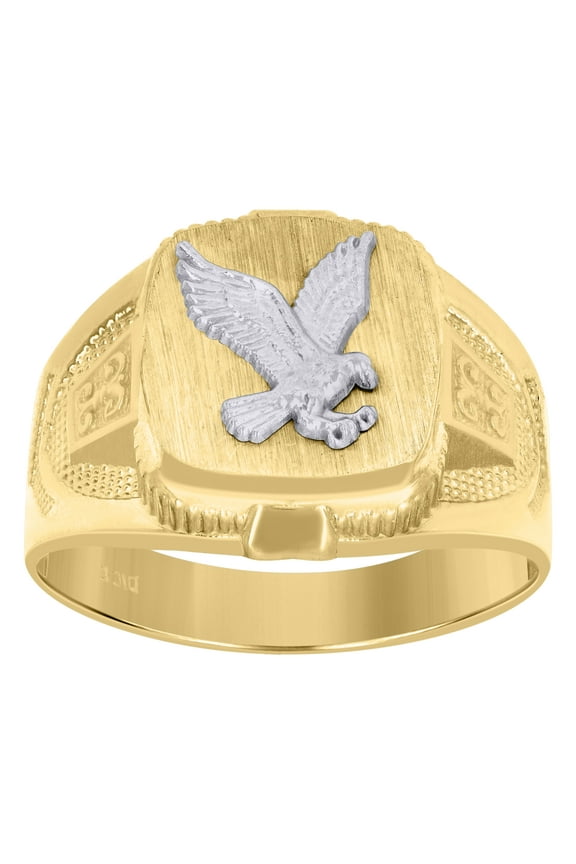 10kt Two-Tone Gold Mens Eagle Signet Ring