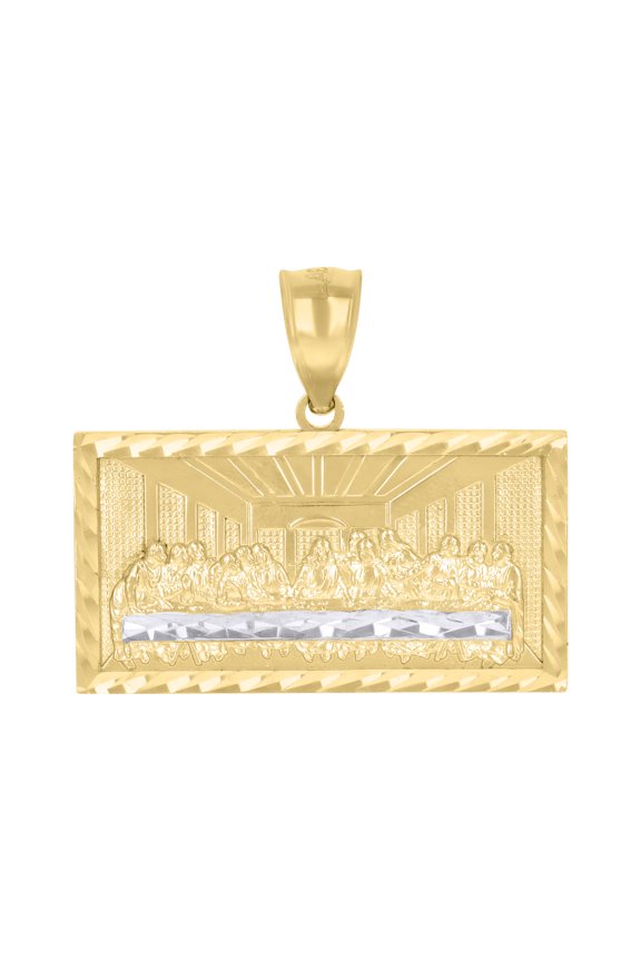10kt Two-Tone Gold Mens Last Supper Religious Charm Pendant 8.6 Grams