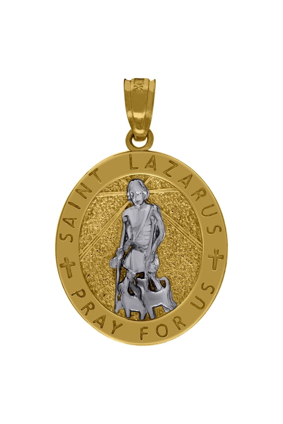10kt Two-Tone Gold Mens Religious St. Lazarus Pendant