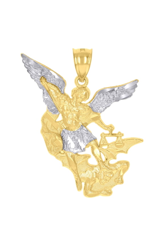 Saints St. Michael Religious Charm Pendant 10k, Two-Tone Gold