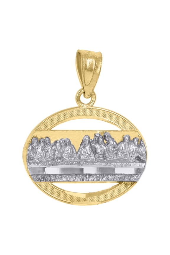 10kt Two-Tone Gold Mens Women Textured Last Supper Religious Charm 0.9g Pendant
