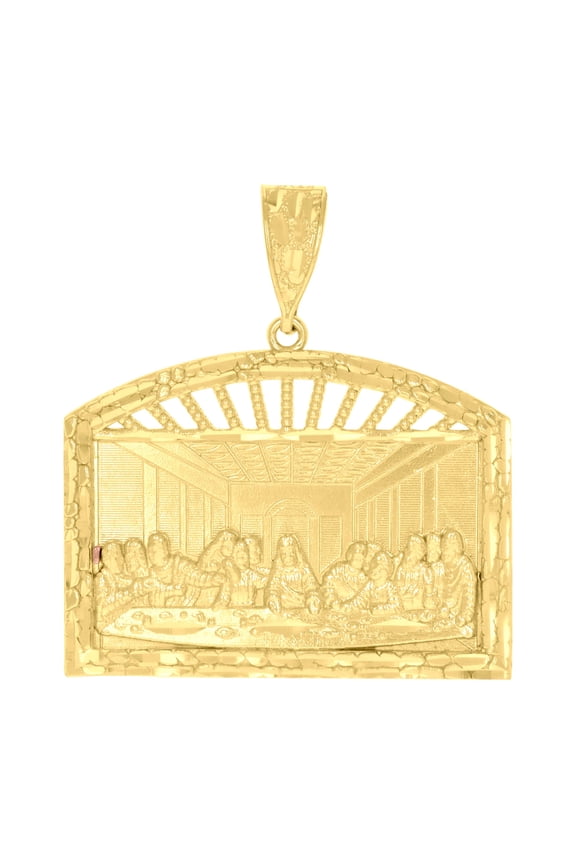 10kt Two-Tone Gold Mens Women Textured Last Supper Religious Charm Pendant