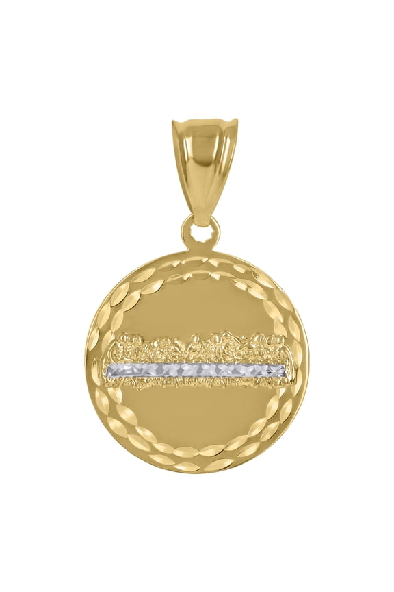 10kt Two-Tone Gold Unisex Diamond-Cut Last Supper Charm Pendant