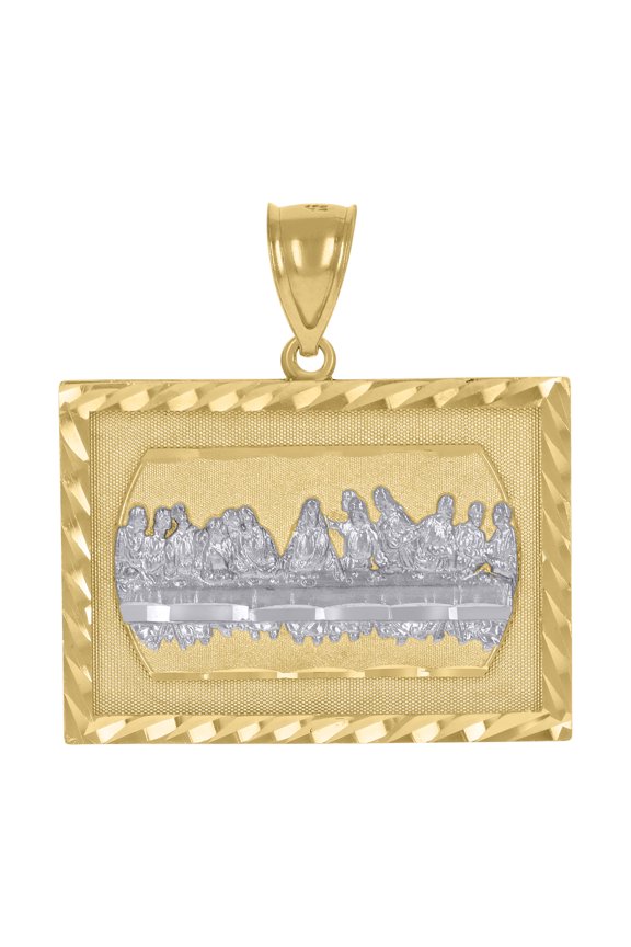 10kt Two-Tone Gold Unisex Last Supper Religious Charm Pendant