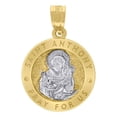 thumbnail image 1 of 10kt Two-Tone Gold Unisex Textured Saint Anthony Pray For Us Religious Charm Pendant, 1 of 1