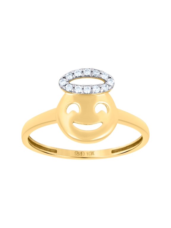 10kt Two-Tone Gold Womens Cubic-Zirconia Angel Symbol Bridal Anniversary Engagement Wedding Ring, Womens Size: 7