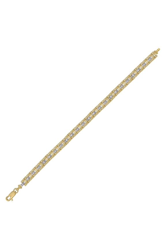 10kt Two-Tone Gold Womens H Link Bracelet Size 8 Inches