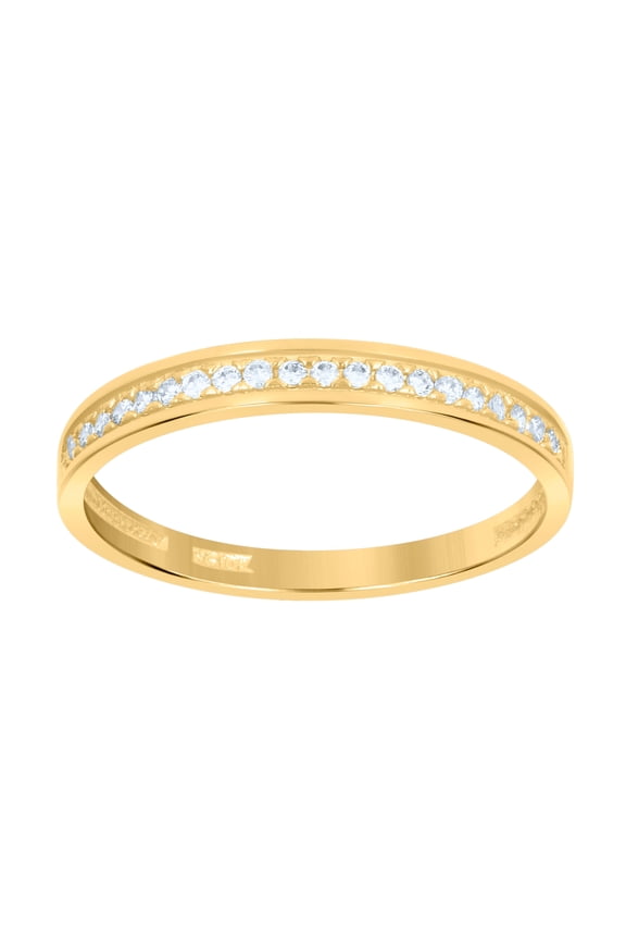 10kt Two-Tone Gold Womens Round Cubic Zirconia One Row Bridal Anniversary Engagement Wedding Ring, Womens Size: 7