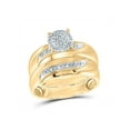 thumbnail image 1 of 10kt Two-tone Gold His Hers Round Diamond Cluster Matching Wedding Set 1/5 Cttw, 1 of 4