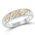 thumbnail image 1 of 10kt Two-tone Gold His Hers Round Diamond Solitaire Matching Bridal Wedding Ring Band Set 1/3 Cttw, 1 of 4