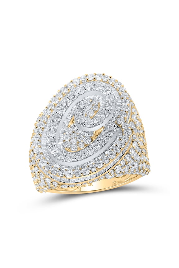 10kt Two-tone Gold Mens Baguette Diamond C Initial Letter Ring 7-3/8 Cttw