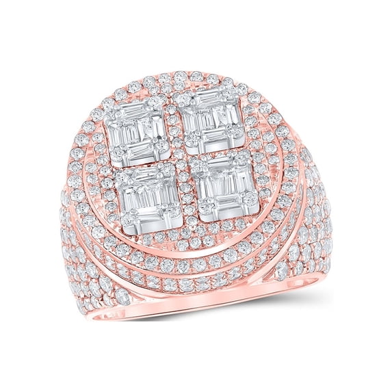 10kt Two-tone Gold Mens Baguette Diamond Circle Ring 3-7/8 Cttw