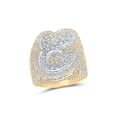 thumbnail image 1 of 10kt Two-tone Gold Mens Baguette Diamond E Initial Letter Ring 7-5/8 Cttw, 1 of 1