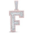thumbnail image 1 of 10kt Two-tone Gold Mens Baguette Diamond F Initial Letter Charm Pendant 1-1/2 Cttw, 1 of 1