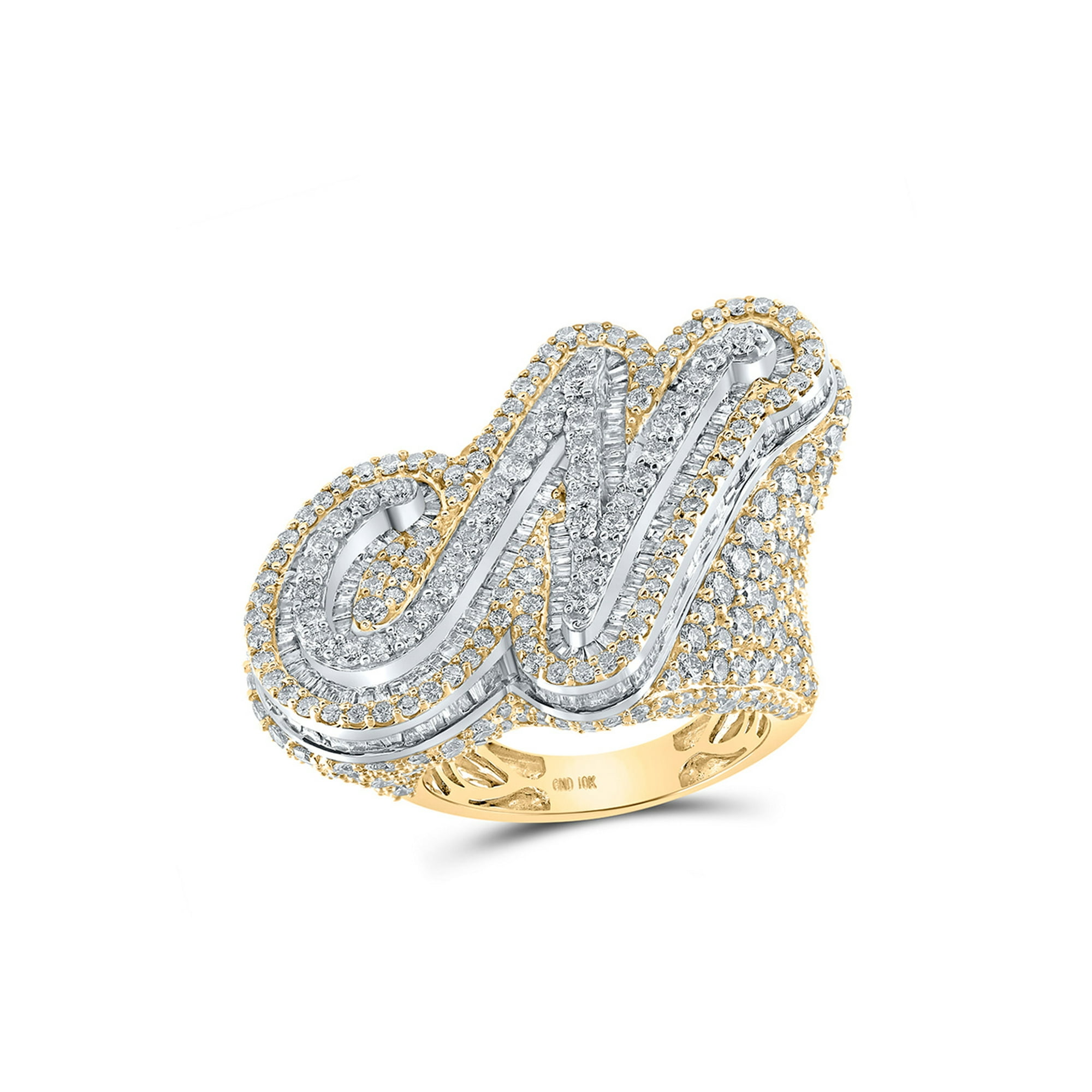 10kt Two-tone Gold Mens Diamond Initial Letter Ring 1 Cttw