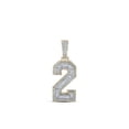 thumbnail image 1 of 10kt Two-tone Gold Mens Baguette Diamond Number 2 Charm Pendant 1-5/8 Cttw, 1 of 1
