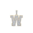 thumbnail image 1 of 10kt Two-tone Gold Mens Baguette Diamond W Initial Letter Charm Pendant 3 Cttw, 1 of 1