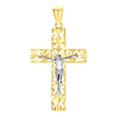 thumbnail image 1 of 10k Two-tone Gold Mens Crucifix Cross Religious Pendant Pendant Necklace for Men, 1 of 3