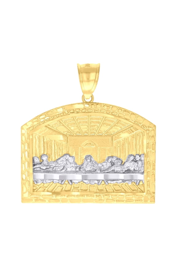 10k 10kt Two-tone Gold Mens Nugget Last Supper Religious Charm Pendant for Men