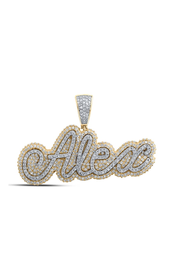 10kt Two-tone Gold Mens Round Diamond ALEX Name Charm Pendant 2 Cttw