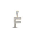thumbnail image 1 of 10kt Two-tone Gold Mens Round Diamond Initial F Letter Charm Pendant 3/4 Cttw, 1 of 1