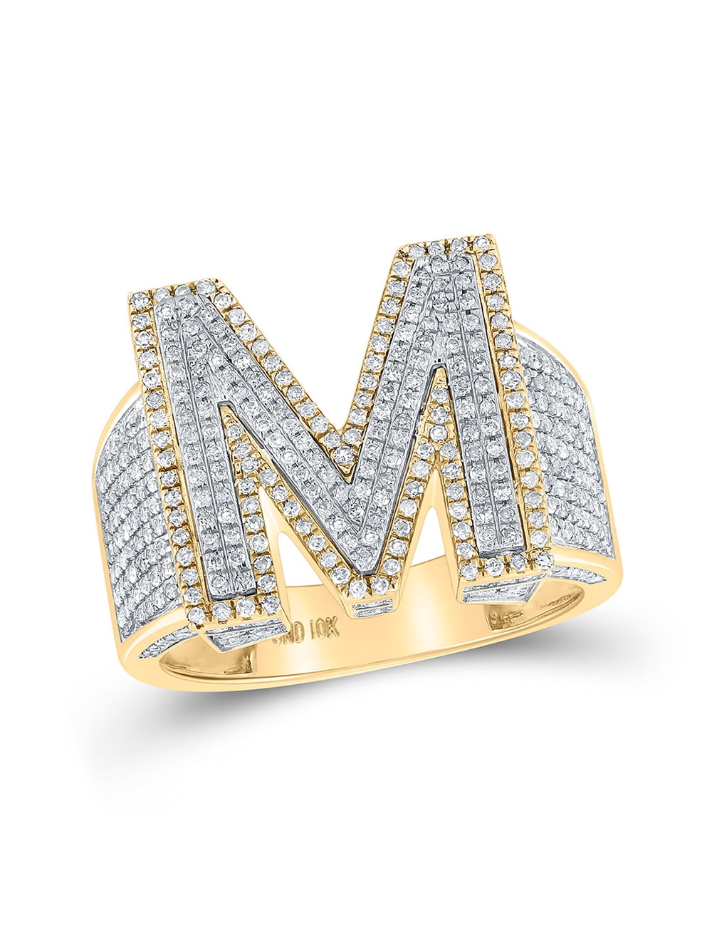 10kt Yellow Gold Mens Diamond Initial J Circle Ring | Splendid Jewellery