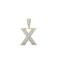 thumbnail image 1 of 10kt Two-tone Gold Mens Round Diamond Initial X Letter Charm Pendant 3/4 Cttw, 1 of 1