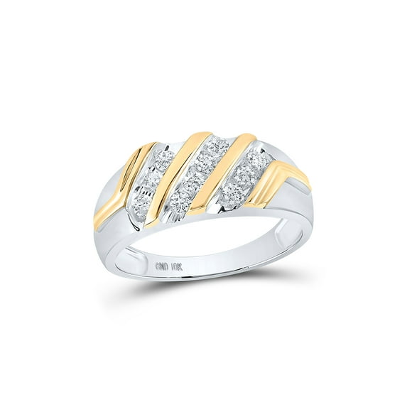 10kt Two-tone Gold Mens Round Diamond Wedding Band Ring 1/2 Cttw