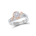 thumbnail image 1 of 10kt Two-tone Gold Round Diamond Bridal Wedding Ring Band Set 1/4 Cttw, 1 of 1