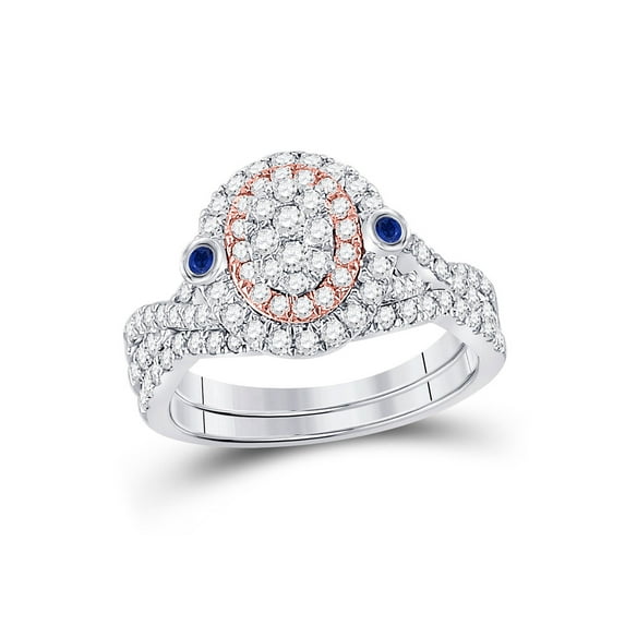 10kt Two-tone Gold Round Diamond Bridal Wedding Ring Band Set 1 Cttw