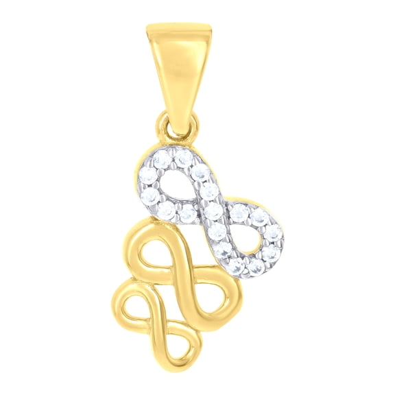 10kt Two-tone Gold Womens Cubic-Zirconia Love Symbol Infinity Charm Pendant