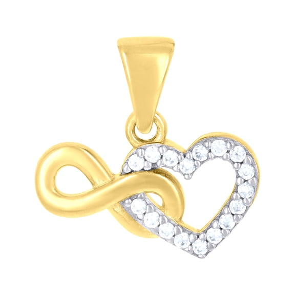 10kt Two-tone Gold Womens Cubic-Zirconia Love Symbol Infinity Heart Charm Pendant