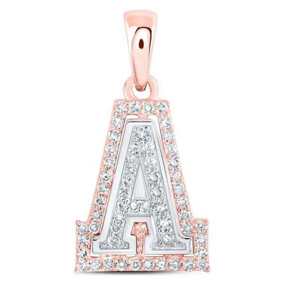 10kt Two-tone Gold Womens Round Diamond A Initial Letter Pendant 1/6 Cttw